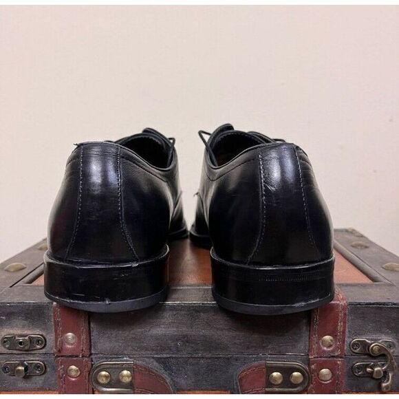BOSS Hugo Boss Oxford Dress Shoe Size 8 Black Square Toe Lace Up Classic Mens - Picture 4 of 6